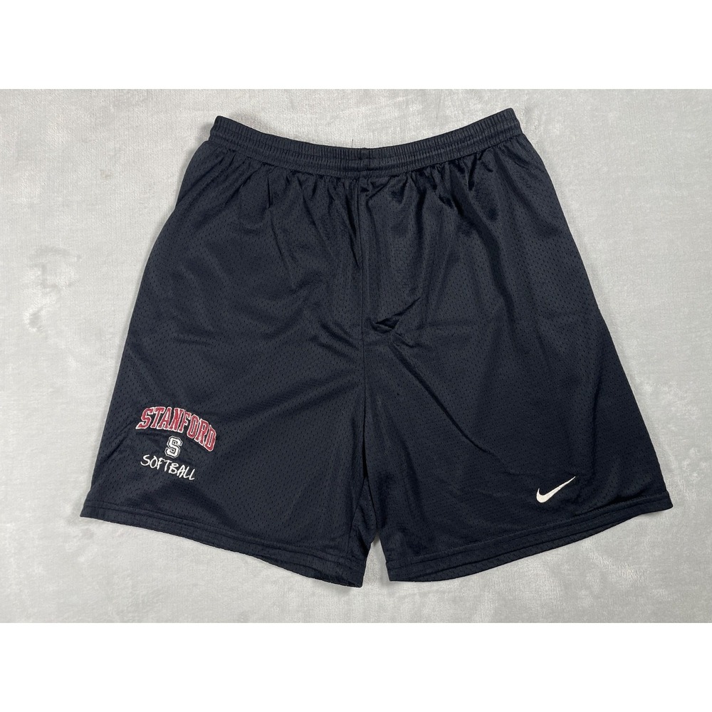 Vintage Stanford University Nike Men M Black Mesh Softball Shorts USA NCAA Gym